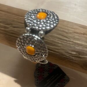Elegant Silver Bracelet with Orange Accents